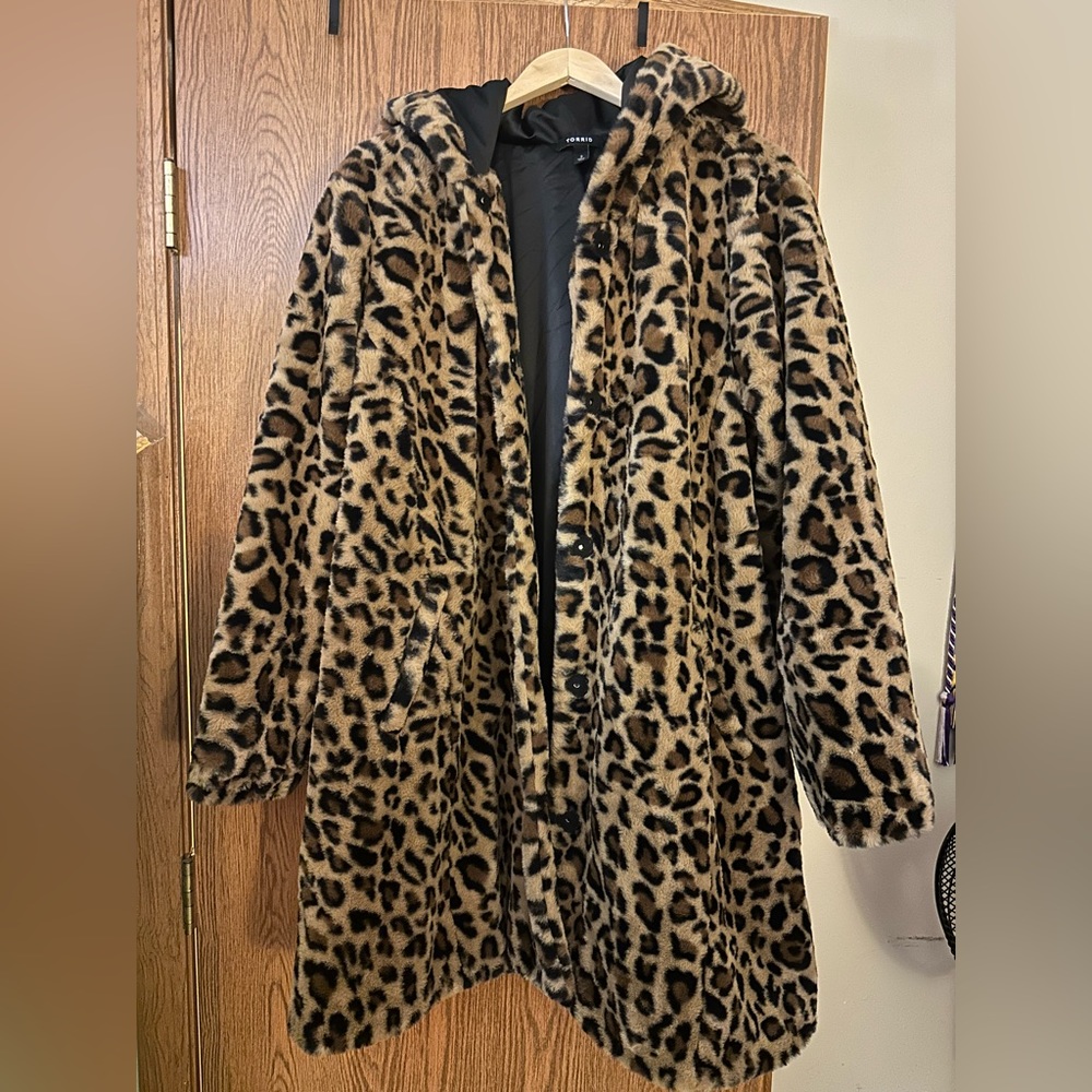 Torrid size 3 leopard “fur” coat.